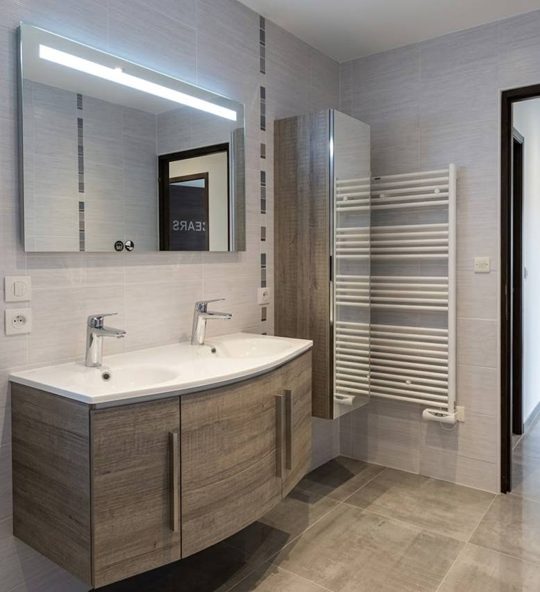 salle de bain, seche serviette, miroire, mitigeur, double vasque, meuble, saint médard en jalles